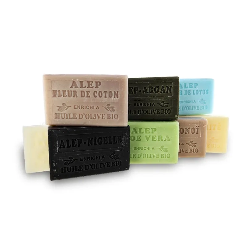 Sale to professionals of a range of exceptional soaps, blend of Marseille/Aleppo Soap 100g - Discovery box of 8