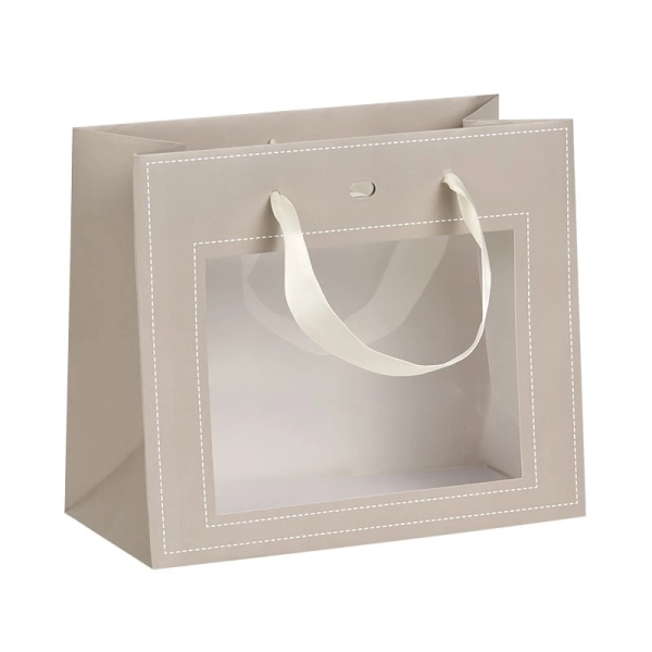 PVC window paper bag taupe