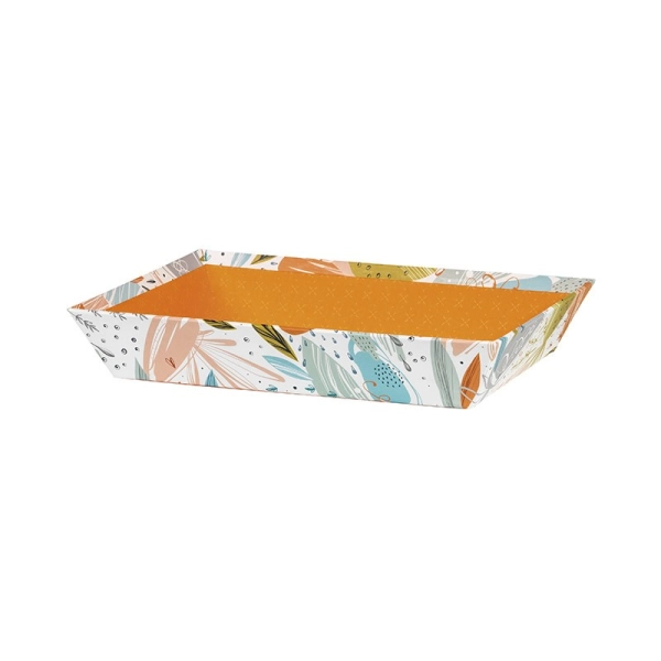 Rectangular orange/freshness cardboard baskets