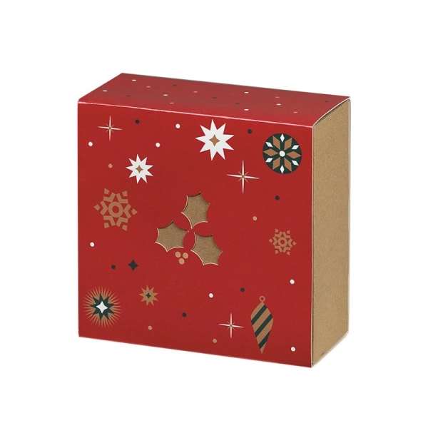 Bonnes Fêtes red square kraft cardboard boxes