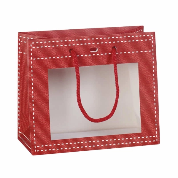 Red PVC window paper bag