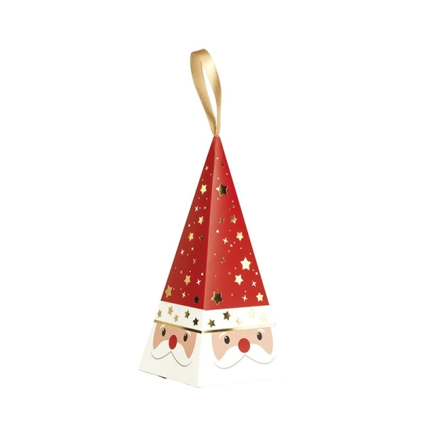 Red Father Christmas paper pyramid - Set of 24