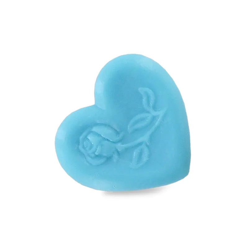 Wholesale small heart-shaped soaps - heart with blue rose