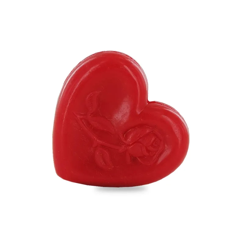 Wholesale small heart-shaped soaps - heart with red rose
