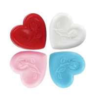 Wholesale small heart-shaped soaps - heart with red rose