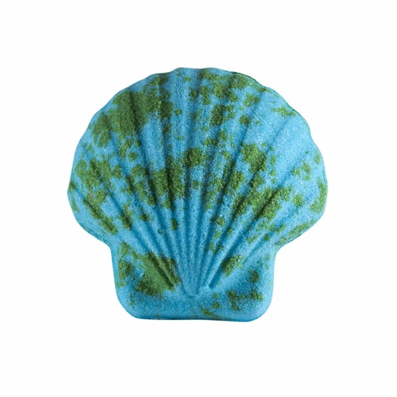 giant bath bomb in the shape of a seashell. For sale in shops