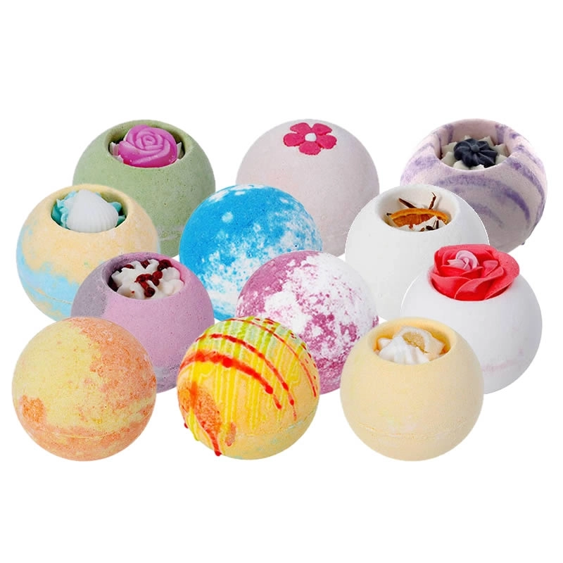 Complete range of effervescent bath balls for multiple baths