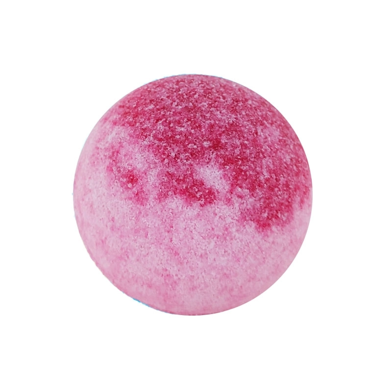 Small raspberry-scented effervescent bath ball for shops