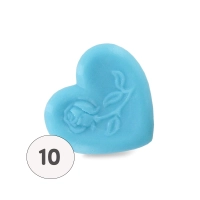 Heart-shaped soap with blue rose - Bag 10 
