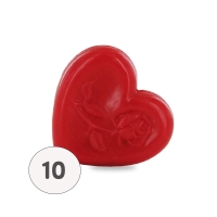 Heart-shaped soap with red rose - Bag 10 