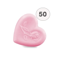 Heart-shaped soap with pink rose - Bag 50 