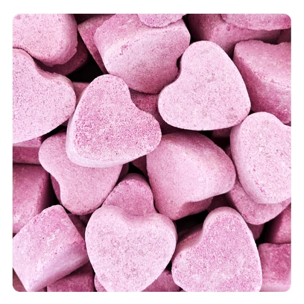 Two-coloured mini effervescent hearts 3 flavours - 1 kilo 